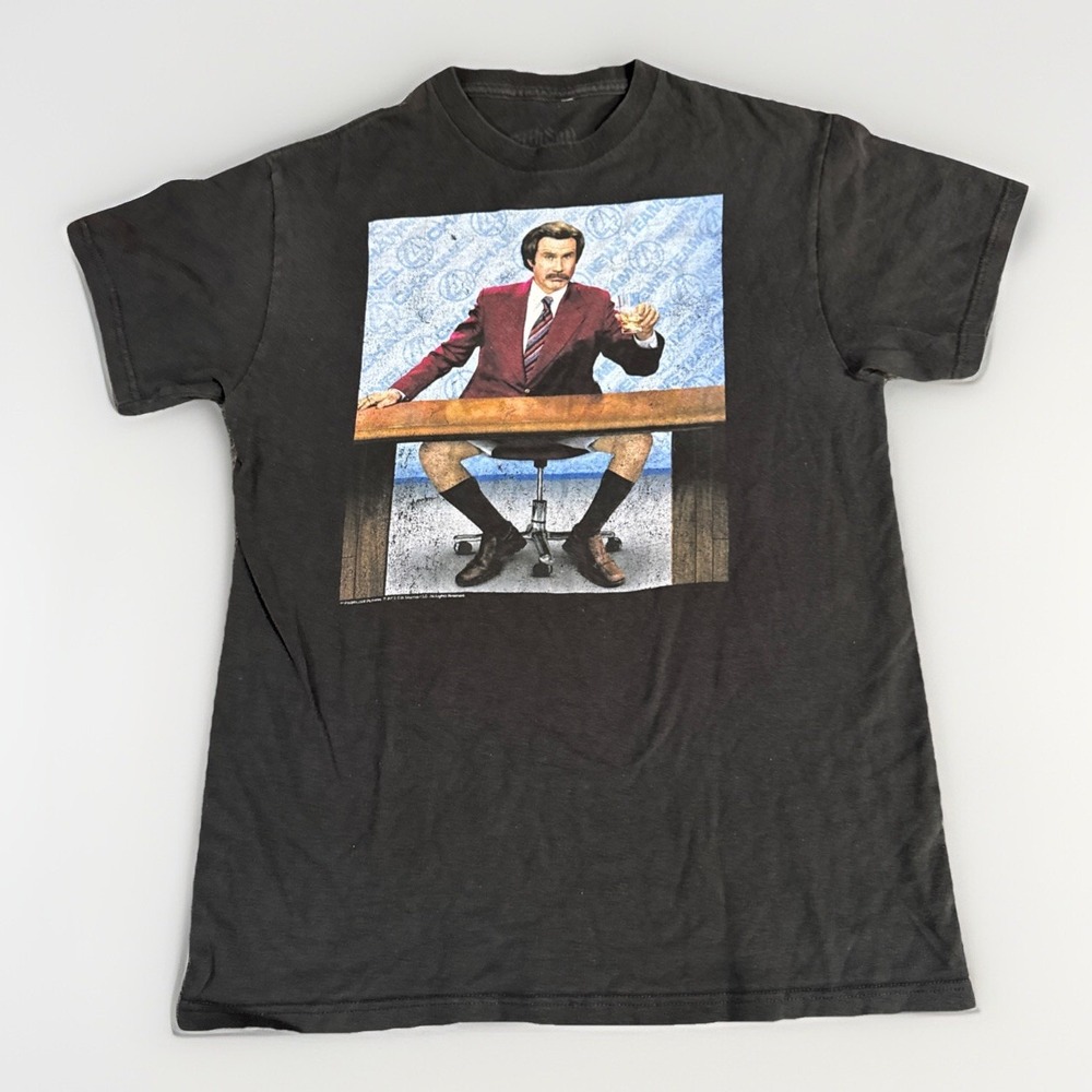 Anchorman Shirt Men's Black Movie Graphic Short‎ Sleeve Medium